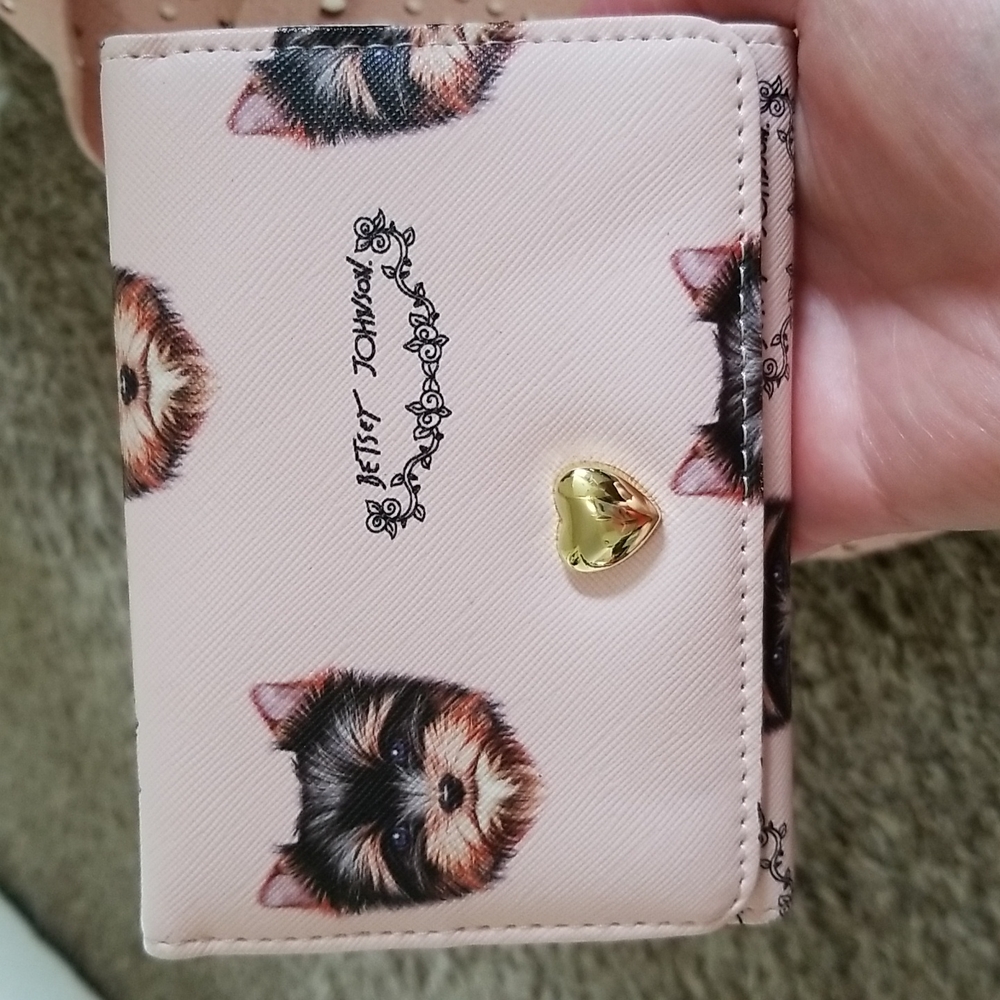 Betsey Johnson Trifold Large Wallet-Pink/Gold
